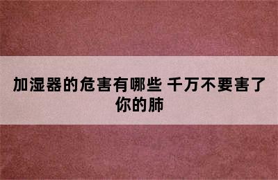 加湿器的危害有哪些 千万不要害了你的肺